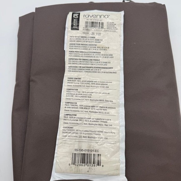 Classic Accessories Madrona Offset Umbrella Cover, Brown, Polyester - Picture 3 of 5